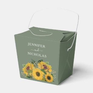 Ballotins Mariage Élégant Floral Tournesols Vert