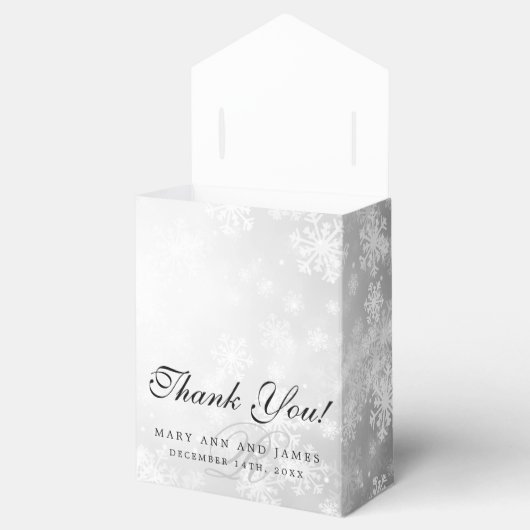 Ballotins Mariage élégant Monogramme Silver Winter Wonderlan (Ouvert)