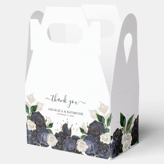 Ballotins Mariage élégant Navy & White Rose Florals (Ouvert)