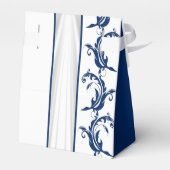 Ballotins Mariage en dentelle bleu marine et blanc damassé (Arrière)