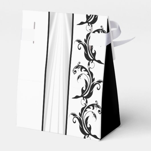 Ballotins Mariage en dentelle damassé noir et blanc clair (Arrière)