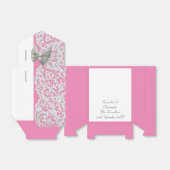 Ballotins Mariage en dentelle pastel rose et blanc damassé (Déplié)