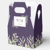 Ballotins Mariage Feuillage de Verdure Monogramme Violet (Ouvert)