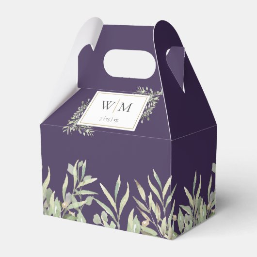 Ballotins Mariage Feuillage de Verdure Monogramme Violet (Verso)