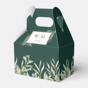 Ballotins Mariage Feuillage de Verdure Vert Emeraude Monogra