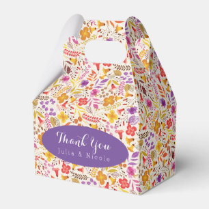 Ballotins Mariage Fleur de Boho Orange Violet Feuillage