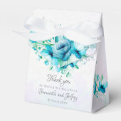 Ballotins Mariage fleuri turquoise bleu (Verso)