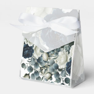 Ballotins Mariage Fleurie Moderne Bleu Foncé & Blanc