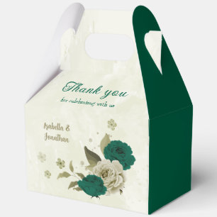 Ballotins mariage fleurs beige vert émeraude
