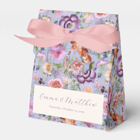 Ballotins Mariage Fleurs Brodées Violettes (Verso)