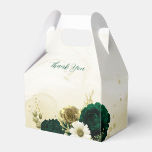 Ballotins Mariage fleurs d'or et d'ivoire vert émeraude incr