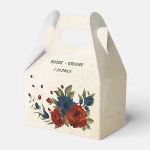 Ballotins mariage fleurs orange brûlé marine