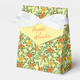 Ballotins Mariage Fleurs Roses Orange Jaune