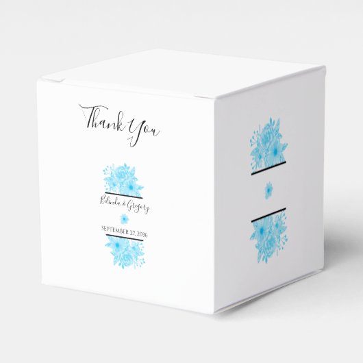 Ballotins Mariage floral à aquarelle bleue (Verso)