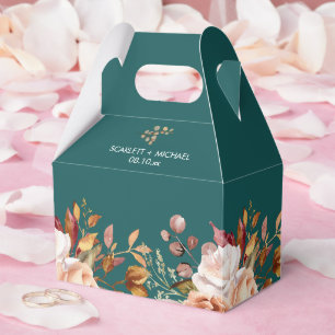 Ballotins Mariage floral à l'aquarelle sarcelle et terre cui