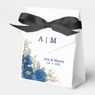 Ballotins Mariage floral aquarelle bleu vintage