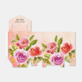 Ballotins Mariage Floral Aquarelle Rose Pêche (Déplié)