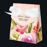 Ballotins Mariage Floral Aquarelle Rose Pêche<br><div class="desc">Amour & Merci. Boîtes de Faveur de Mariage personnalisées avec Peinture Florale Aquarelle Rose Pêche Rouge Romantique. Faire-part de mariage assortis, Cartes de Sauvegarde de la Date, Cartes de Demande de Demoiselle d'Honneur, Cartes de Remerciement, Faveurs et Cadeaux de Mariage disponibles dans la Catégorie de Conception Florale de notre Boutique....</div>