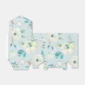 Ballotins Mariage floral blanc turquoise personnalisé (Déplié)