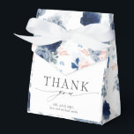 Ballotins Mariage floral bleu et rose poudré<br><div class="desc">Boîtes de remerciement élégantes avec fleurs bleues et roses poudrées</div>