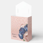 Ballotins Mariage floral bleu marine et Rose or (Ouvert)