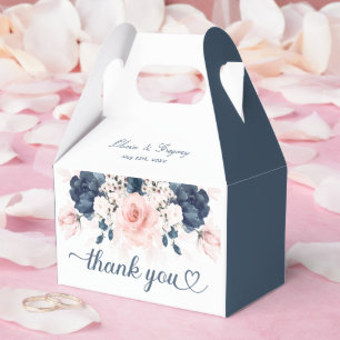 Ballotins Mariage floral bleu marine et rose vif Favoriser B