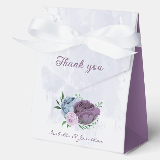 Ballotins Mariage floral bleu pourpre (Recto)