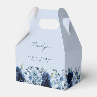 Ballotins Mariage Floral Bleu Poussiéreux Rose Navy