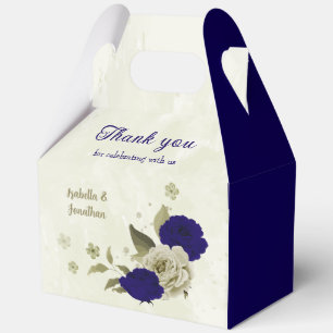 Ballotins Mariage floral bleu royal beige