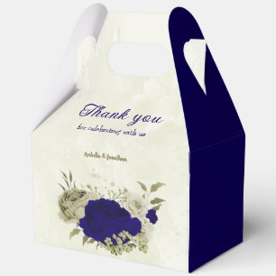 Ballotins Mariage floral bleu royal beige