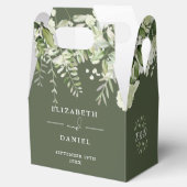 Ballotins Mariage Floral de Verdure Vert Olive Monogramme (Ouvert)