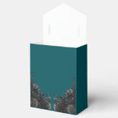 Ballotins Mariage Floral Élégant Noir et Sarcelle (Ouvert)