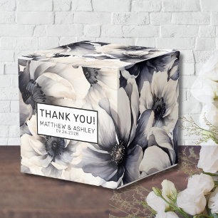 Ballotins Mariage Floral Élégant Rustique Noir Blanc