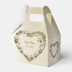 Ballotins Mariage Floral Golden Ornate Heart Frame Élégant