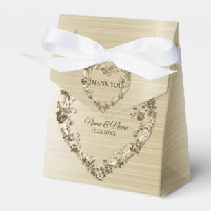 Ballotins Mariage Floral Golden Ornate Heart Frame Élégant