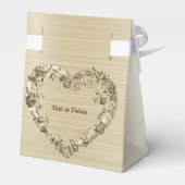 Ballotins Mariage Floral Golden Ornate Heart Frame Élégant (Arrière)