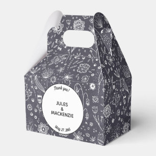 Ballotins Mariage floral noir et blanc moderne
