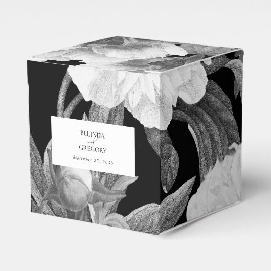 Ballotins Mariage floral noir et blanc Peonies d'aquarelle (Verso)