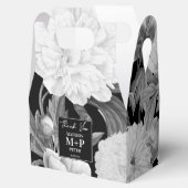 Ballotins Mariage floral noir et blanc Peonies d'aquarelle (Ouvert)