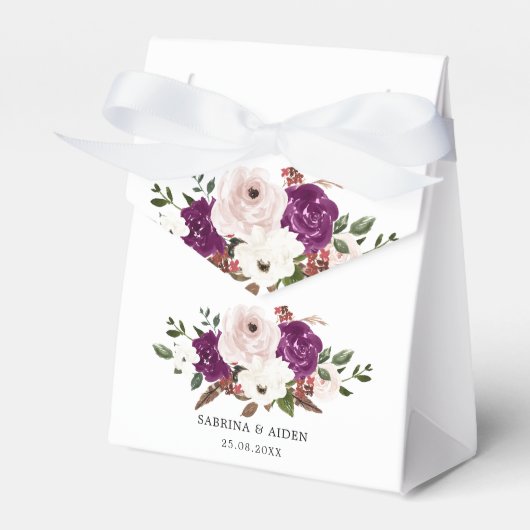 Ballotins Mariage floral rose rose rose prune moderne (Verso)