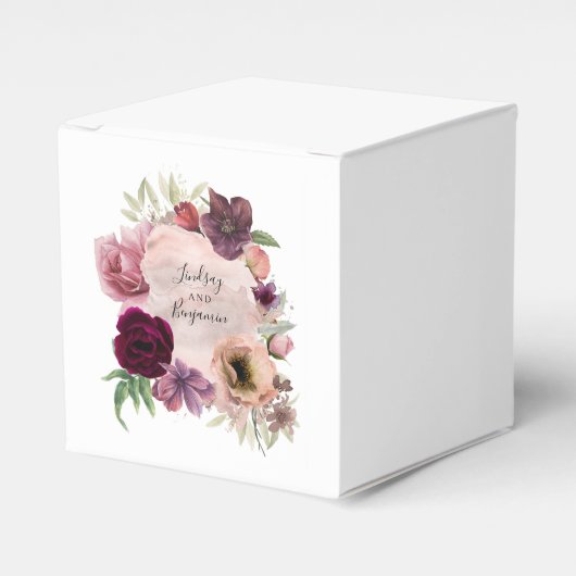 Ballotins Mariage floral rouge rose et bordeaux (Verso)