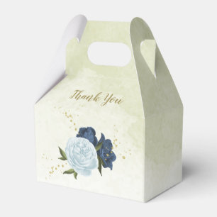 Ballotins mariage floral verdure bleu poussiéreux marine