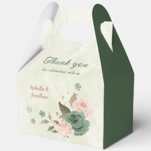 Ballotins mariage floral vert sauge et rose