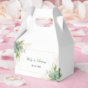 Ballotins Mariage géométrique à feuille d'or mate eucalyptus