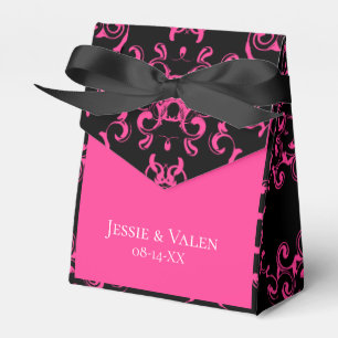 Ballotins Mariage gothique tourbillon rose chaud et noir
