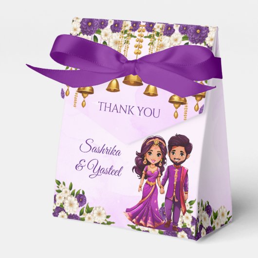 Ballotins Mariage indien Mehndi violet mignon couple nuptial (Verso)