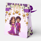 Ballotins Mariage indien Mehndi violet mignon couple nuptial (Arrière)