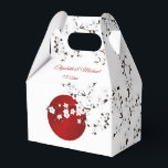 Ballotins Mariage japonais de Merci solaire<br><div class="desc">Branche de fleurs de cerisier blanc et noir devant un soleil levant rouge. Une version moderne d'un design japonais classique. Customisez-le avec vos noms de mariée et de mariée dans une police élégante et la date du mariage. Avec une expression de remerciement à l'envers.</div>