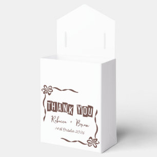 Ballotins Mariage minimaliste Brown et Merci blanc