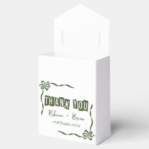 Ballotins Mariage minimaliste de Merci vert et blanc